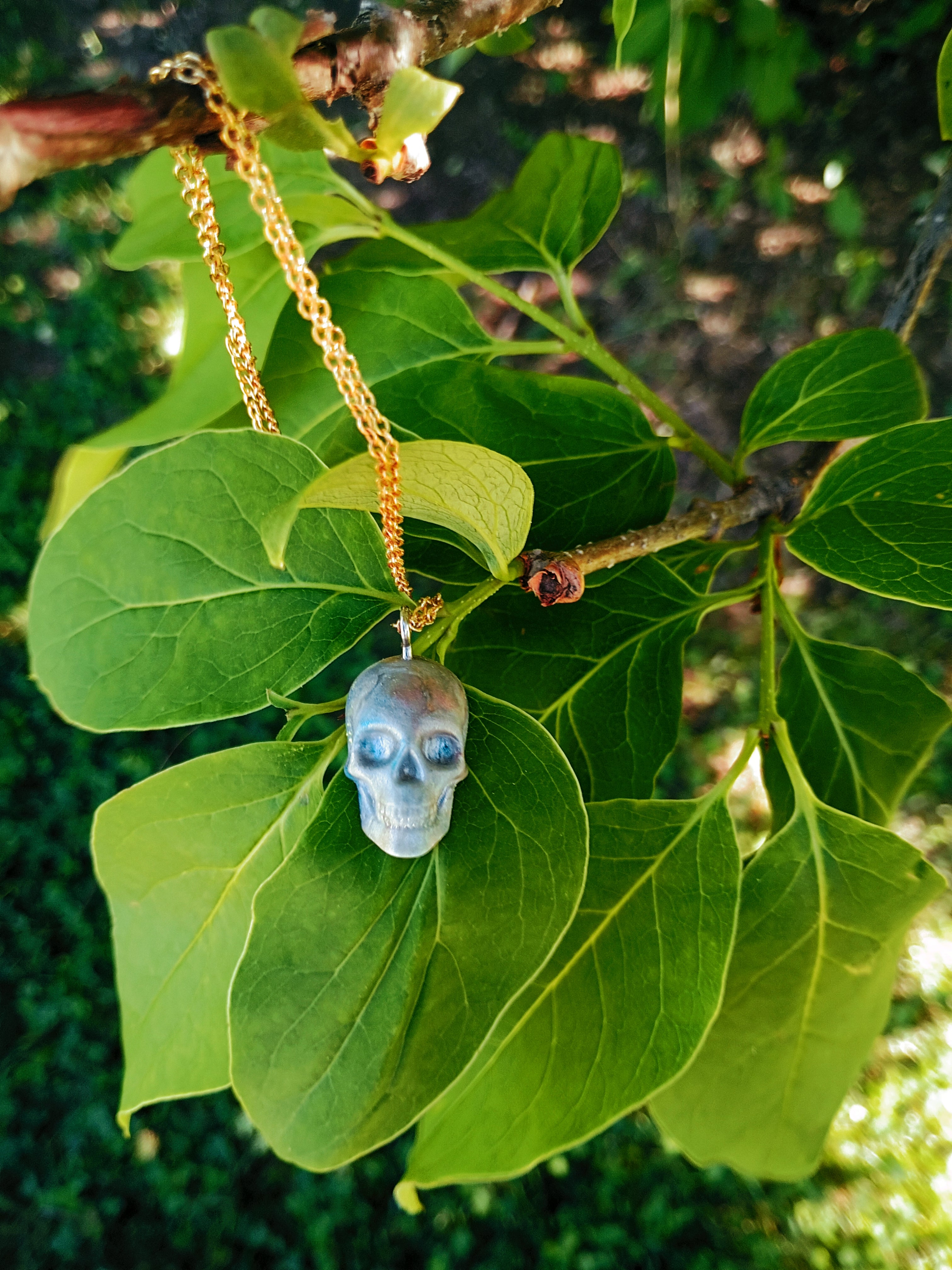 MarbleBlue Skull necklace