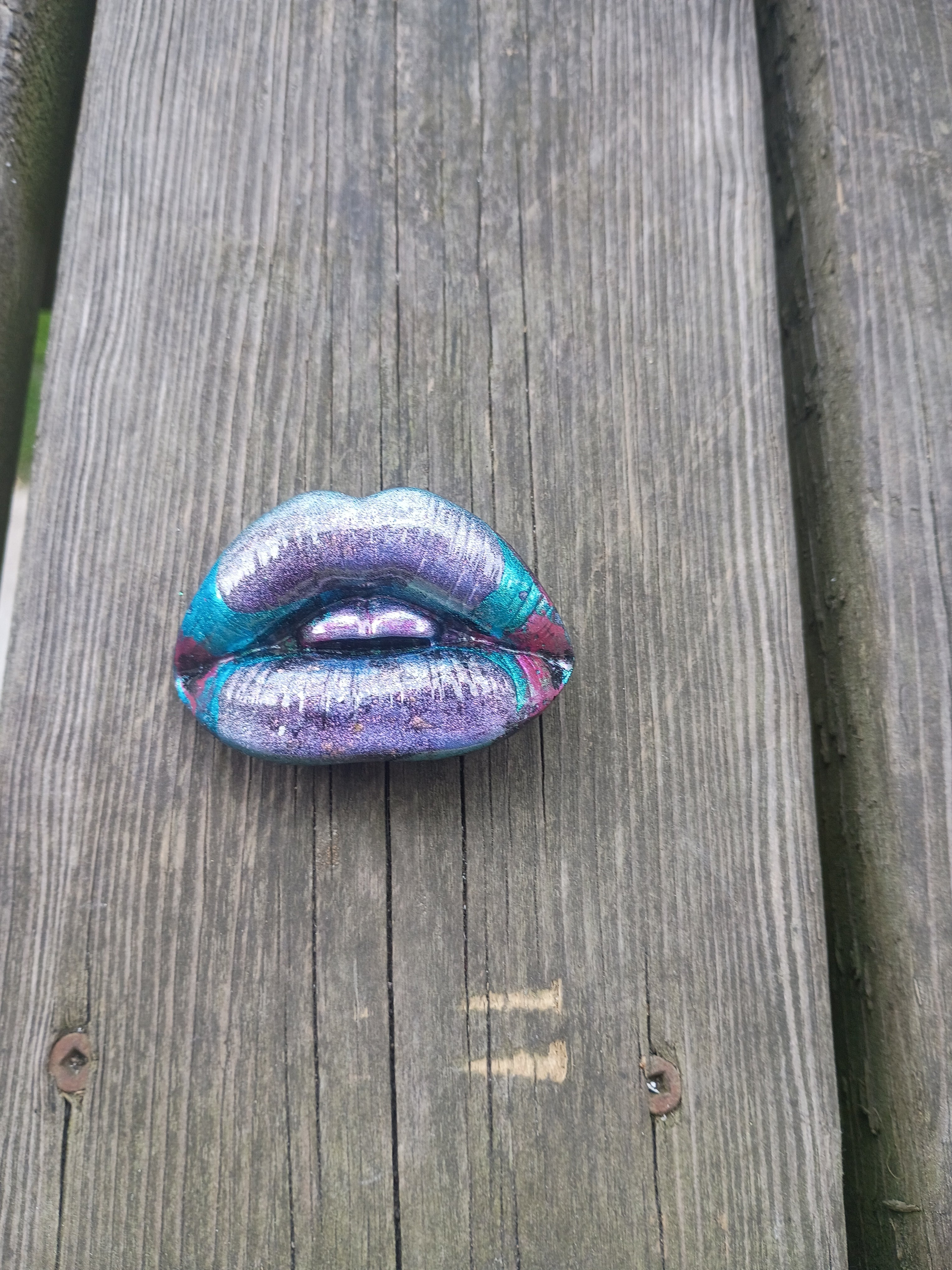 "Sealed With a Smack!"-Lips Brooch